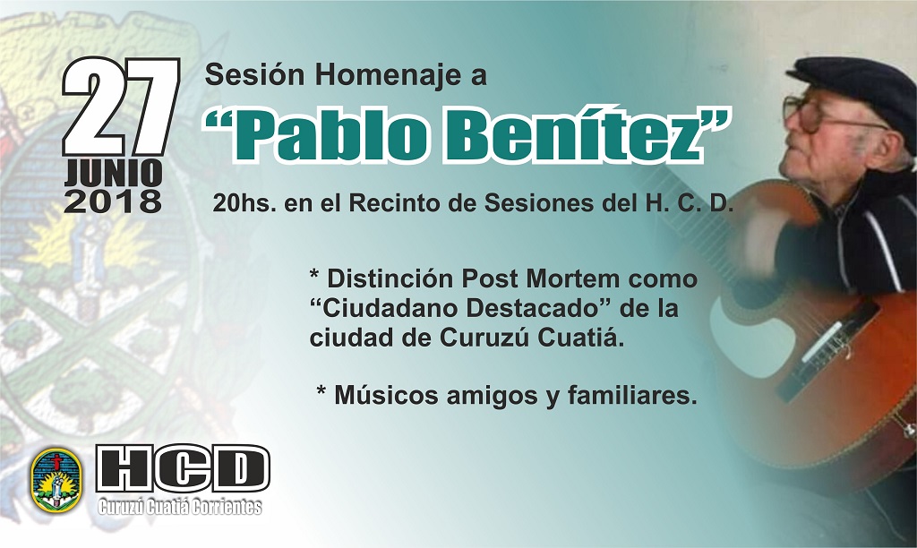 Entrega de la distinción post mortem como Ciudadano Destacado a  Pablo Benítez