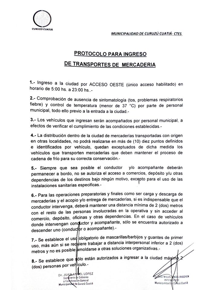 El DEM dio a conocer el protocolo de ingreso de mercaderías a nuestra ciudad