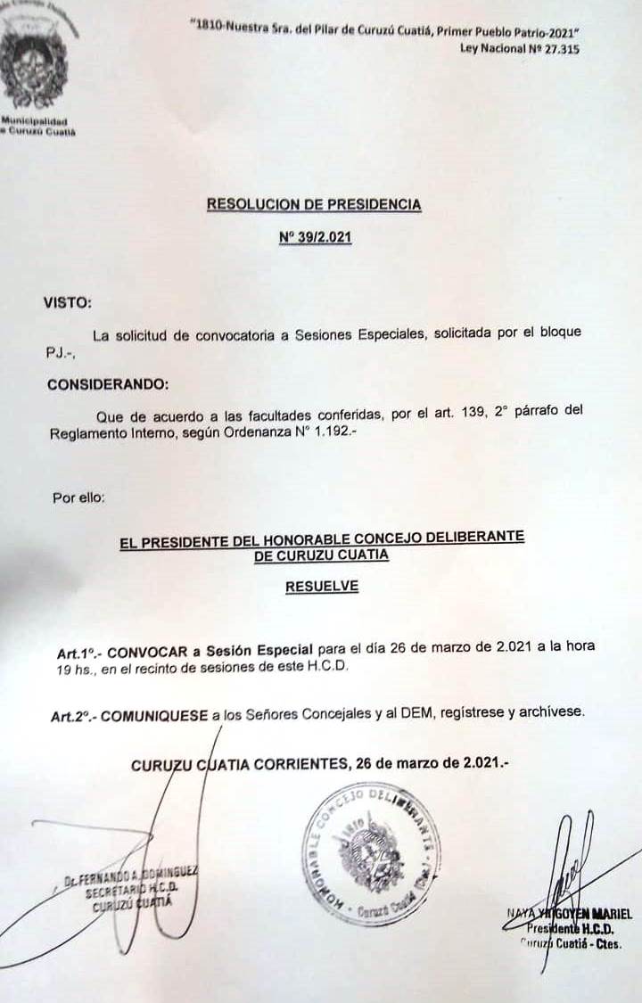 La Presidente convocó a Sesión Especial para el viernes 26 de marzo